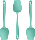 U-Taste Silicone Spoon Spatula Set: 480ºF Heat Resistant Food Grade Flexible Rubber Spoonula, Nonstick Cooking Mixing Scooping Kitchen Baking Scraper Utensils Set of 3 for Pan, Pot, Bowl (Aqua Sky)