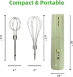 Cordless Hand Mixer, Foldable Design Handheld Electric Whisk with 3 Speed Modes, Hand Held Egg Beater with 2 Detachable Stir Whisks (Green)