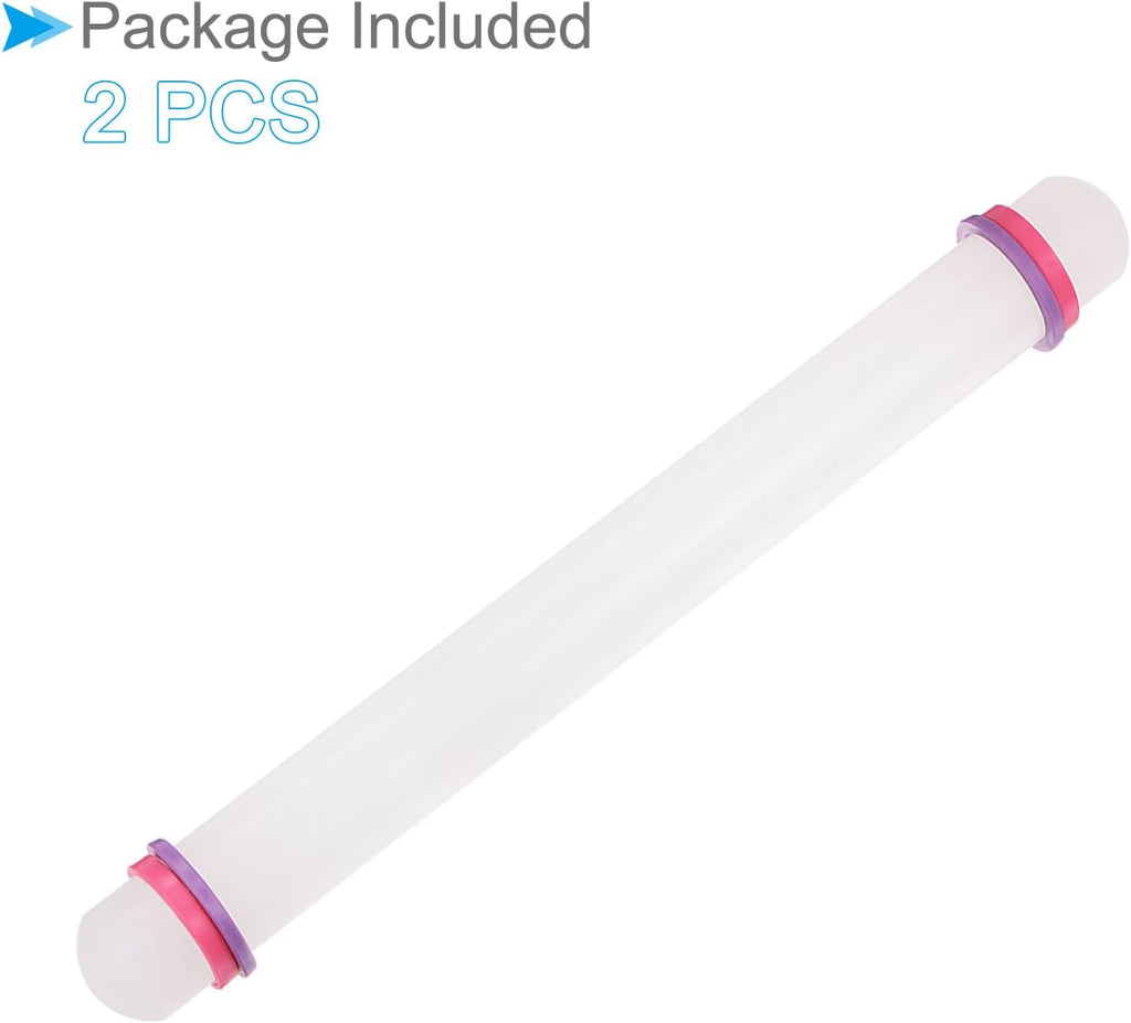 Fondant Rolling Pin, 13" Length, PP Plastic Non-Stick Guide Rings Fondant Roller Dough Roller - (Applications: for Baking Fondant DIY), 2-Pieces