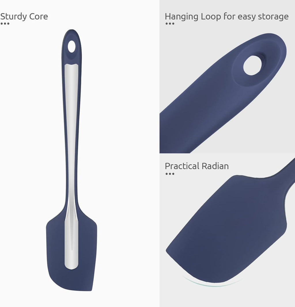 Heat Resistant Silicone Large Spatula: U-Taste 600ºF High Heat Flexible 11.38in Silicon Mixing Stirring Cooking Scraping Baking Bowl Scraper Seamless Spreader for Nonstick Cookware (Midnight Blue)