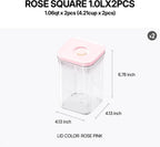 Premium Airtight Food Storage Containers ROSE Pink Lid, 1.0L(1.06qt) x2pcs Container. Patented Double Silicone Lining, 100% Leak Proof, BPA-FREE