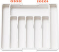 Silverware Drawer Organizer - Expandable Deep Utensil Organizer for Kitchen Drawers(13" - 22.4" x 15",White)