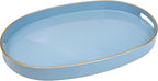 Spsyrine Blue Plastic Serving Tray for Ottoman, Coffee Table, Oval Decorative Tray for Entertaining, Outdoor, Living Room, Home Decor