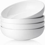 DOWAN Pasta Bowls 47 oz, Large Salad Bowls 2.5" Deep Soup Bowls, Porcelain Serving Bowls Set of 4, Big Kitchen Dinner Bowl Plates Pasta Plates, Microwave & Dishwasher Safe, Creamy White