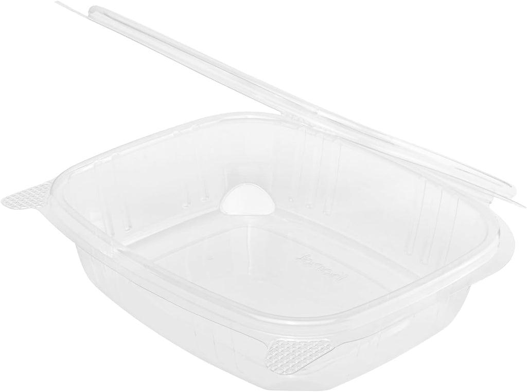 Karat 24oz - 200 ct PET Clamshell Square Deli Containers - For Pasta Salads, Fruit, Deli Sides, and Home Meal Prep - Clear Plastic Food Containers I 7.26"x6.2"x2.05"