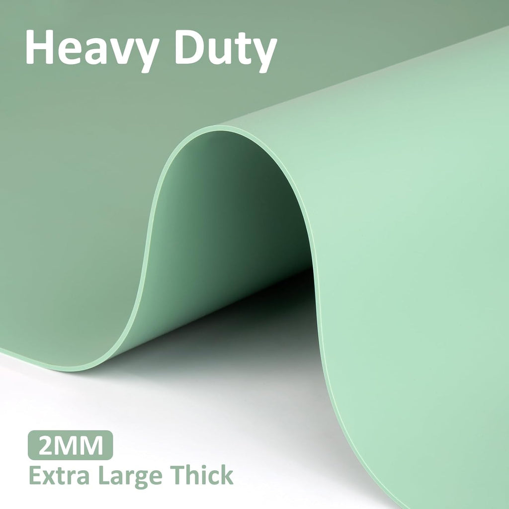 Silicone Mat Heat Resistant Mats for Countertop, Large Silicone Mats for Crafts Kitchen Counter Workbench Table protector, Size 36x24 inches Thick 2mm,Rolled Package,Light Green