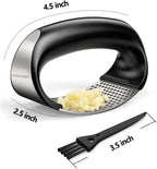 Garlic Press Rocker Stainless Steel - Rustproof Garlic Mincer, Crusher with Cleaning Brush, Easy to Use Garlic Smasher for Effortless Chopping & Crushing