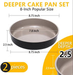 9.5 Inch Round Cake Pan Set of 2,Cast Aluminum Bakeware Ceramic Nonstick Oven and Dishwasher Safe(Black)