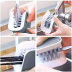 2Pcs Blade Brush Knife and Cutlery Cleaner Green Brush Bristle Scrub for Kitchen Washing Non-Slip by Lucky Shop1234 (Grey, 2pcs)