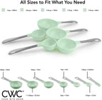 COOK WITH COLOR Measuring Cups Set and Measuring Spoon Set, Stainless Steel Handles, Nesting Kitchen Measuring Set, Liquid Measuring Cup Set, 12 PC Stainless Steel, Mint