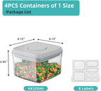 Ankou Airtight Container Set - (380ml 4 Pcs) Stackable One Button Openning Food Containers for Snacks Candy Salt Herbs Spices BPA-Free Tranparent (0.32 QT * 4)