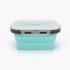 CCyanzi 3piece Collapsible Food Storage Containers with Lids, Silicone Lunch Container, Microwave & Freezer Safe, Space Saving for Kitchen Cabinet and Camping Backpack,(blue gray)