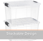 Superio Clear Storage Boxes with Lids, 14.25 Quart Plastic Container Bins for Organizing, Stackable Crates, BPA Free, Non Toxic, Odor Free, Organizers for Home, Office, School, and Dorm