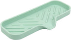 YASMEN Silicone Bathroom Soap Dishes, Sink Sponge Holder for Kitchen, Rubber Soap Dish with Drain, Shower Soap Sponge Tray, Sink or Counter Organizer, for Bar Soap, Bottle, Dish Soap Dispenser- Green