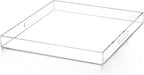 Clear Acrylic Ottoman Tray with Cutout Handles 20x20 Inch Over Sized Serving Tray, Organizer Rubber Boot Tray Decorative for Living Room Bedroom,Bathroom and Entryway Kitchen Tabletop