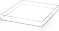 Extra Large Clear Acrylic Ottoman Tray with Cutout Handles 24x24 Inch Over-Sized King-Size Serving Tray Boot Organizer Decorative Tray for Living Room Bedroom,Bathroom and Kitchen Entryway