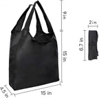 Aricsen 10 Pack Durable Folding Large Kitchen Reusable Shopping Bags with Handles Bulk, Recycle Foldable Grocery Heavy Duty Washable into Pocket Portable Nylon Tote, Polyester Cloth, Black