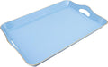 Spsyrine Light Blue Decorative Tray, Elegant Plastic Serving Tray with Handles, Coffee Table Tray for Ottoman, Living Room, Home Decor