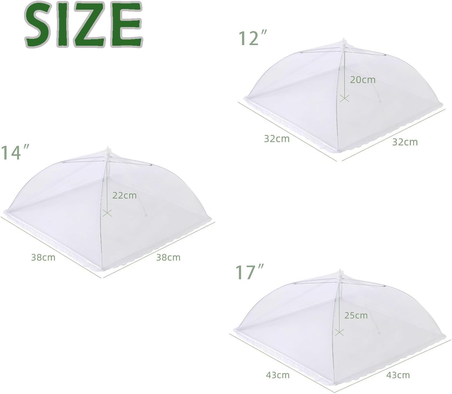 6 Pack Food Covers, Pop-Up Mesh Food Covers, Large and Tall Food Covers, Food Covers for Outside, Dish Covers for Outdoor Picnic Party BBQ (12" 14" 17")