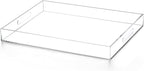Modern Acrylic Ottoman Tray with Cutout Handles, Acrylic Serving, Organizer Decorative for Living Room, Bedroom,Bathroom and Kitchen Tabletop (Clear, 11x14 Inch)
