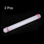 HARFINGTON 2pcs Fondant Rolling Pin 13 Inch x 1.38 Inch Adjustable Guide Rings Non-Stick PP Plastic Fondant Roller Dough Roller Kitchen Decorating Tools for Cookie Pastry Pizza Clay