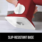 GORILLA GRIP BPA-Free Rotary Cheese Grater Hand Crank, Easy to Set Up, Strong Suction Base for Kitchen Countertop, Shred Potato, Vegetable, Nuts in Seconds, Round Mandoline Slicer, 3 Blades, Red