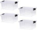 Superio Storage Bins with Lids- 4 Pack, 6.6 Qt Clear Boxes for Organizing, Stackable Plastic Containers- BPA Free, Non-Toxic, Odor Free, Organizer for Home, Office, Dorm