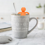 Leden Tea Infuser Cute Tea Strainer for Loose Leaf Tea Stainless Steel Fine Mesh Tea Ball Steeper with Silicone Lid for Mug and Cup, Orange
