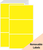 STARLIBOO Removable Colored Labels Stickers, 3X5 Inch Removable Large Label Stickers for Moving Boxes and Storage Bins- Waterproof- Tear Resistant (Yellow)