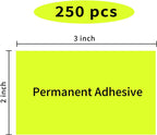 STARLIBOO Neon Colored Labels Stickers 3 x 2 Inch, Rectangle Moving Labels Stickers, 250Pcs Garage Sale Price Stickers, Adhesive Moving Labels for Boxes- Fluorescent Yellow
