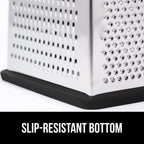GORILLA GRIP XL 4-Sided Cheese Grater With Container, 100% BPA-Free Stainless Steel Box Graters, Parmesan Shredder, Grate Cheeses, Shred Veggies, Slip Resistant Handle, Dishwasher Safe Zester, Black