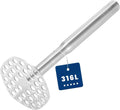 316L Stainless Steel Potato Masher Heavy Duty, Durable One-Piece Design Masher Kitchen Tool, Rustproof Potato Smasher for Mashing Potatoes, Beans, Avocados, Fruits & Vegetables, Dishwasher Safe