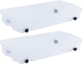 Rubbermaid Cleverstore Under the Bed 70 Qt Wheeled 2-Pack, Clear Storage Bins with Lids, Stackable, BPA-Free, Made in USA