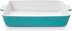 4 QT Baking Dish, Casserole Dishes for Oven, 9x13 Baking Pan with Handles, Lasagna Pan Deep, Ceramic Casserole Dish Oven Safe for Baking, Lasagna, Kitchen, Wedding Gift (Aquamarine)