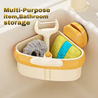 Suction Cup Sink Corner Rack, 2025 Upgrade Corner Sink Strainer Basket, One-Press Automatic Dumping, Suction Cup Press Sinks Drainer Basket, Sponge Storage Rack, Durable and Easy Cleaning G