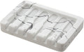 Self Draining Soap Dish - Marble Look Soap Holder Tray Savers Box Container Sponge Holder for Bathroom Shower Kitchen, White