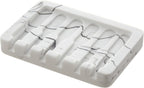 Self Draining Soap Dish - Marble Look Soap Holder Tray Savers Box Container Sponge Holder for Bathroom Shower Kitchen, White