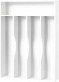 Bellsal White Utensil Organizer 10 Inch Silverware Tray for Drawer - 5 Compartment Small Narrow Bamboo