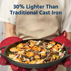 COOKLIFE 12 Inch Lightweight Pre-Seasoned Cast Iron Griddle with Cleaning Kit - Smooth Polished Surface, Easy to Clean Cast Iron skillets Use in the Oven, on the Stove or Grill, Over a Campfire