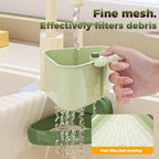 Suction Cup Sink Corner Rack, 2025 Upgrade Corner Sink Strainer Basket, One-Press Automatic Dumping, Suction Cup Press Sinks Drainer Basket, Sponge Storage Rack, Durable and Easy Cleaning G