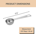 2PCS 2/3tbsp (2tsp, 10ml, 1/3oz) Single Measuring Spoon, Stainless Steel Individual Teaspoons Only