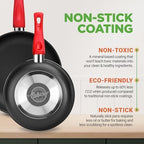 NutriChef 21-Piece Nonstick Cookware Set - PTFE/PFOA/PFOS Free Heat Resistant Lacquer Kitchen Ware Pots Pan w/ Cool-Touch Handles, Saucepan, Fry Pans, Lid, Bakeware, For Gas Electric Ceramic Cooktops