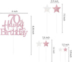 Glittery 70th Happy Birthday Cake Topper with Star,Personalised 70 Birthday Cake Toppers Party Decorations Party Supplies for Men Women Rose Gold