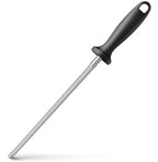 Knife Sharpener Rod, Kitchen Knives Sharpener Carbon Steel Professional Knife Sharpening Steel, Honing Rod with Hanging Holes (13 inches)