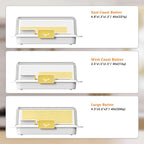 Butter Dish with Precision Spoon, Countertop and Refrigerator, Keep Butter Fresh, Easy Scoop, Plastic Butter Keeper Tray Box for East/West Coast Butter (White, Large)