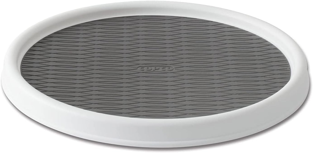 Copco Basics Non-Skid Pantry Cabinet Lazy Susan Turntable, 12-Inch, White/Gray, 1 Count (Pack of 1)