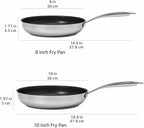 Amazon Basics 2-Piece Non-Stick Stainless Steel Fry Pan Set, Oven and Induction Safe, 10-Inch and 8-Inch