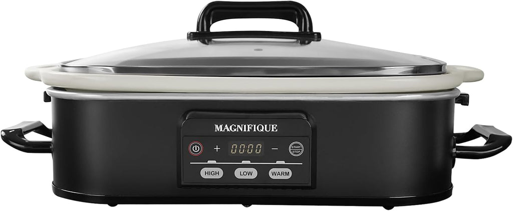 4 Quart Casserole Programmable Slow Cooker with Ceramic Baking Dish - Perfect Kitchen Small Appliance for Family Dinners, Oven Safe and Durable Bakeware for Lasagna, Roasts