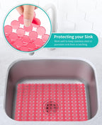 Bligli 2-Pack Kitchen Sink Mat: PVC Eco-Friendly Adjustable Sink Protector | Sink liner Pad | Dish Drying Mats, Easy to Clean & DIY Cut | 15.7 x 11.8 inch (Red)