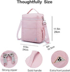 NOL Natural Organic Lifestyle Insulated Lunch Bags for Women Cooler Bag Lightweight Nylon Waterproof Lunch Box For Work (Pink, Large)